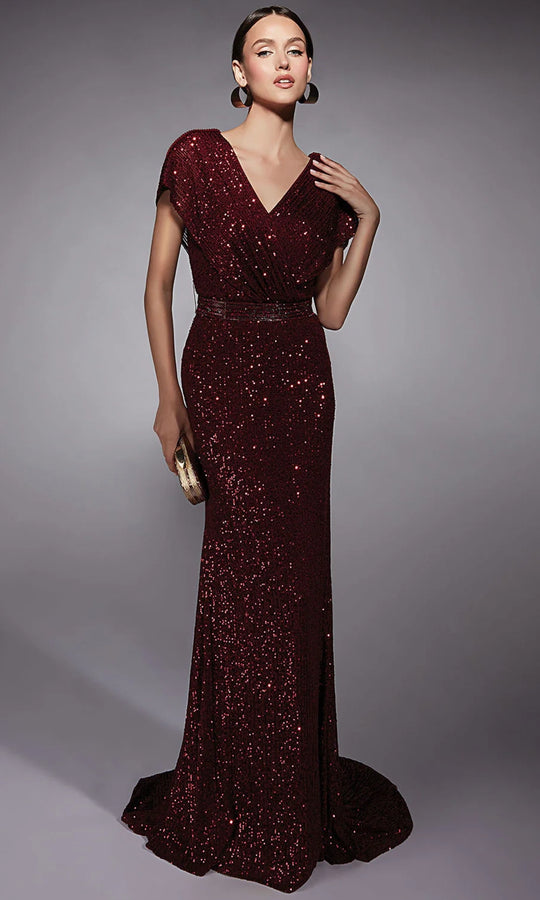 Alyce Paris 27708 - Short Sleeve Sequin Sheath Gown