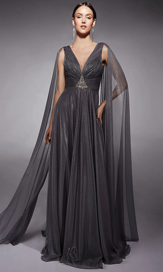 Alyce Paris 27720 - Cape Sleeve Rhinestone Accent Long Gown