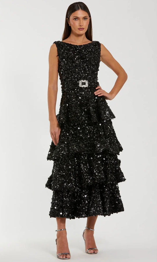 Ieena Duggal 27733 - Tiered Ruffle Sequin Midi Dress