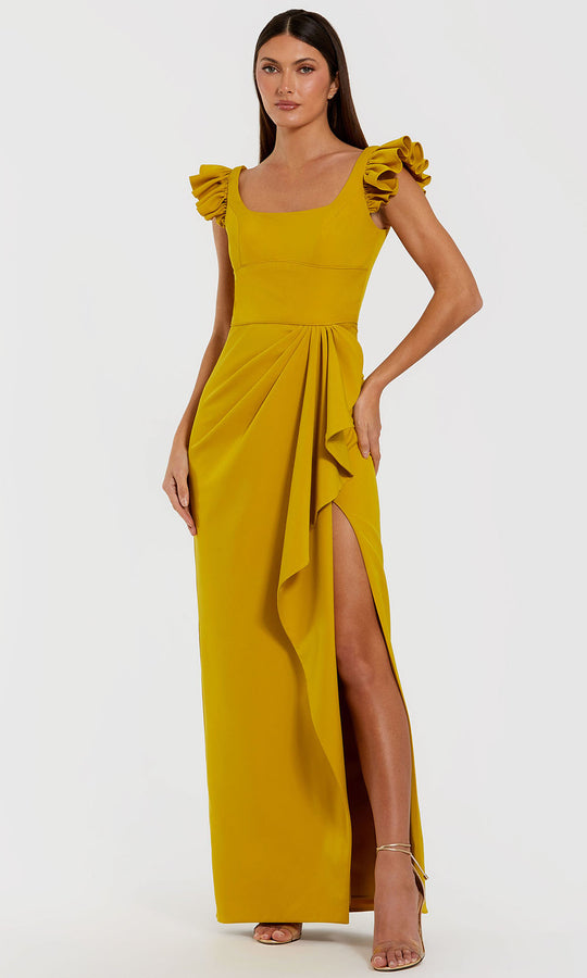 Mac Duggal 27740 - Ruffled Cap Sleeve Column Prom Gown