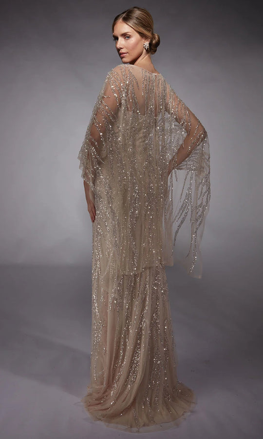 Alyce Paris 27754 - Sheer Cape Sleeves Sequined Gown