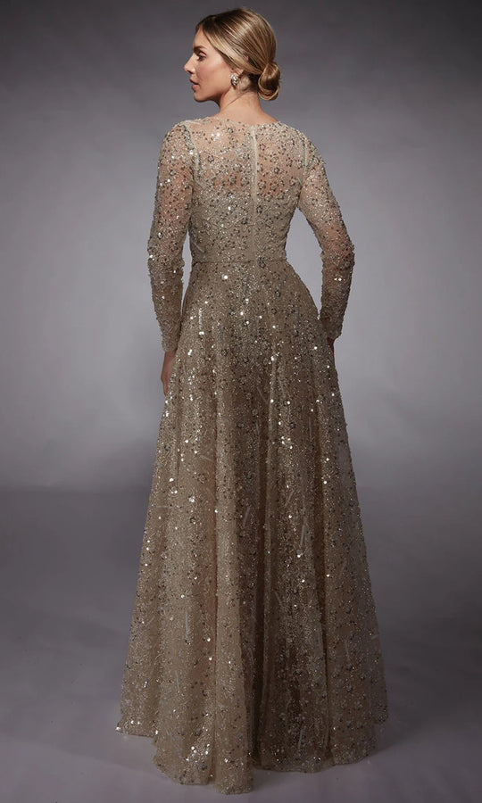 Alyce Paris 27757 - Long Sleeve Beaded Tulle Gown
