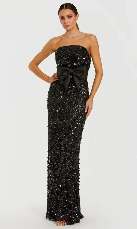 Ieena Duggal 27761 - Sequin Column Gown with Oversized Bow
