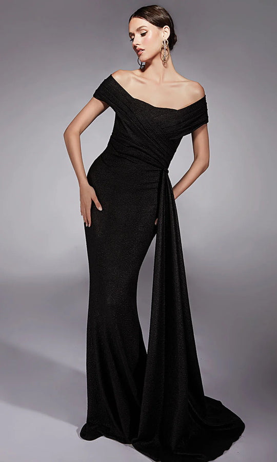 Alyce Paris 27767 - Crisscross Bodice Off Shoulder Jacquard Dress