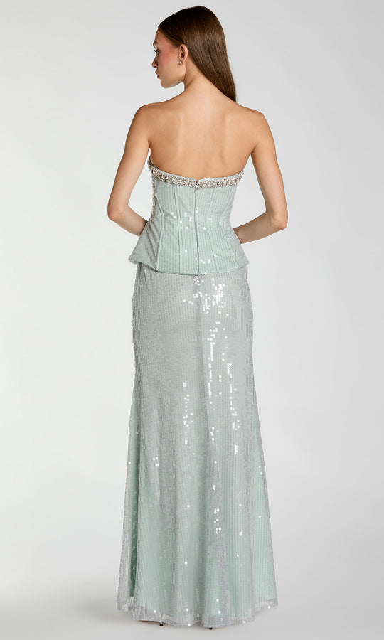 Ieena Duggal 27776 - Rhinestone Trim Corset Strapless Gown