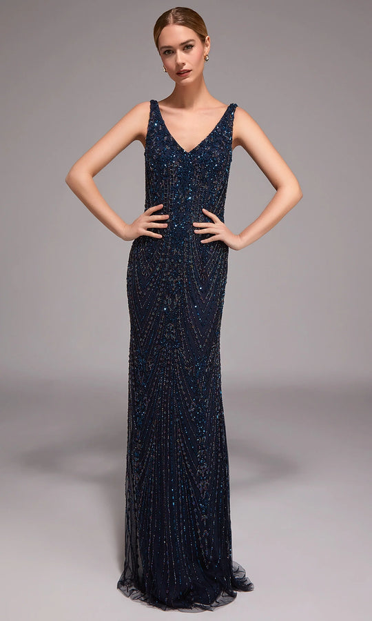 Alyce Paris 27786 - Sleek Beaded V Neck Sheath Gown