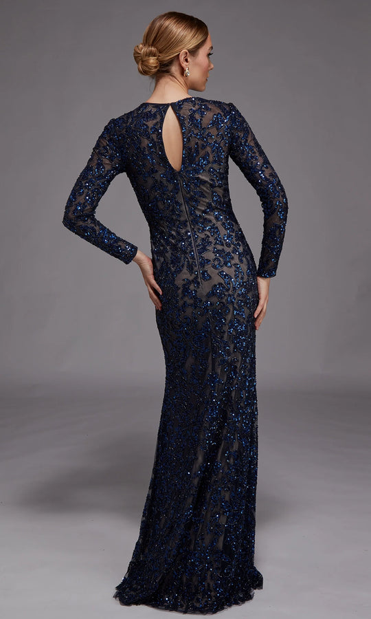 Alyce Paris 27788 - Beaded Illusion Sleeve Column Gown