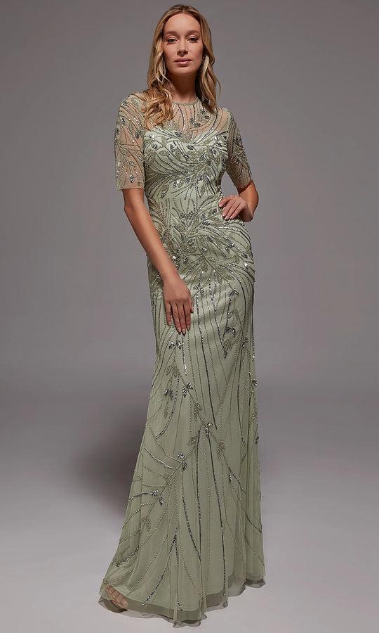 Alyce Paris 27809 - Beaded Illusion Neck Gown with Sheer Sleeves