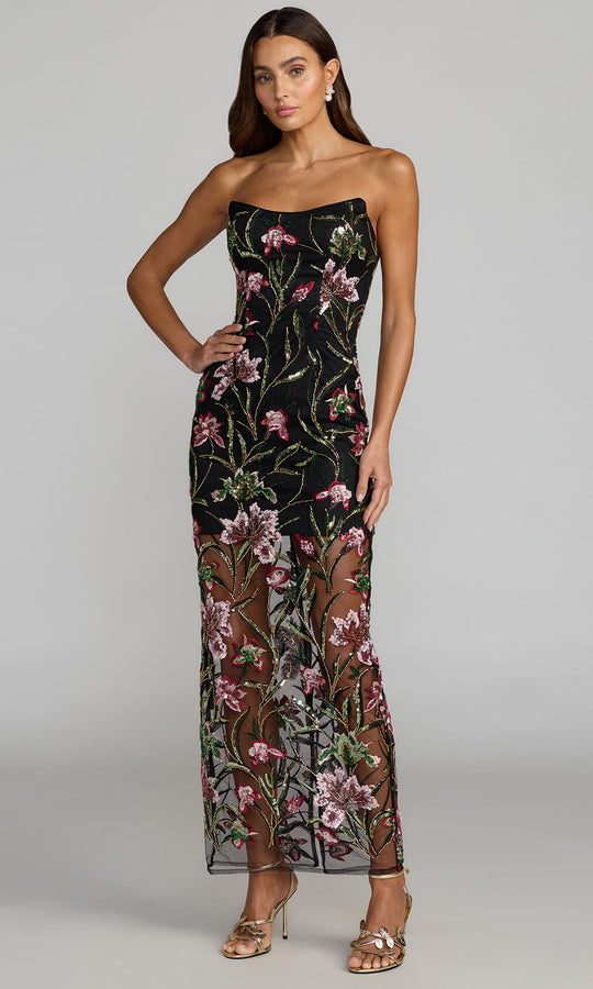 Mac Duggal 27814 - Floral Embroidered Illusion Skirt Long Dress