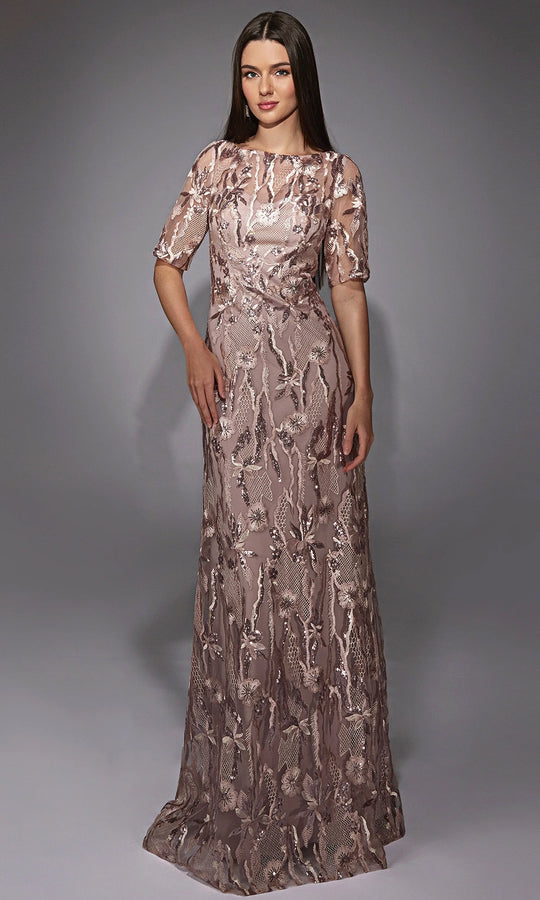 Alyce Paris 27819 - Sequin Floral Illusion Sleeve Gown