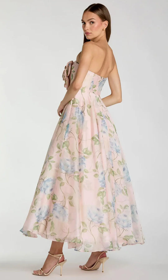 Ieena Duggal 27822 - Straight Neckline Floral Midi Dress