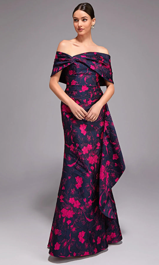 Alyce Paris 27832 - Off Shoulder Floral Jacquard Gown