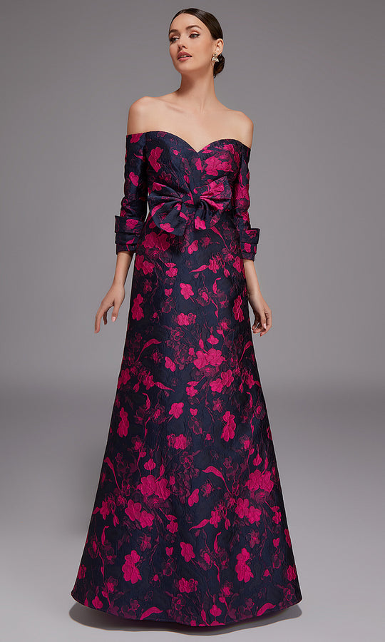 Alyce Paris 27833 - Off Shoulder Floral Jacquard Gown