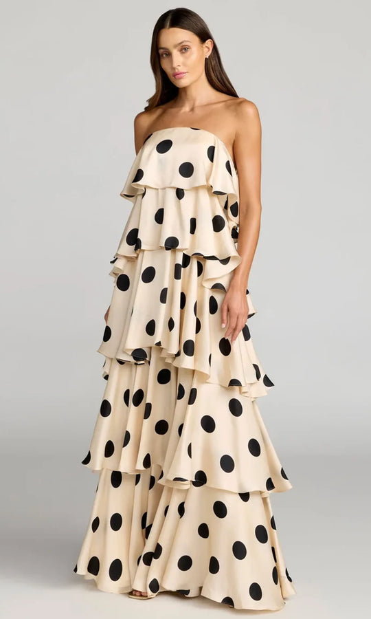 Mac Duggal 27845 - Strapless Polka Dot Tiered Long Gown