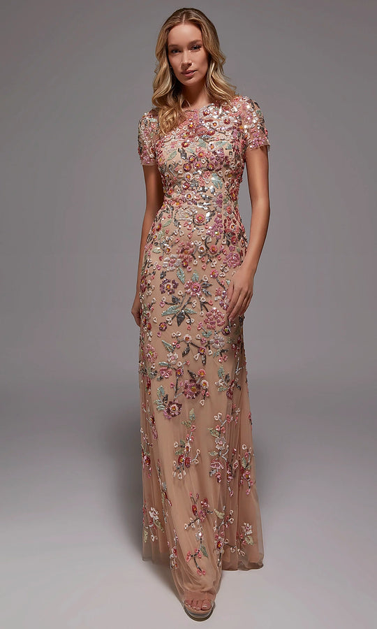 Alyce Paris 27847 - Beaded floral illusion evening gown