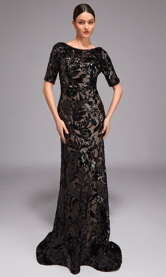 Alyce Paris 27876 - Leaf Sequin Bateau Neckline Formal Gown