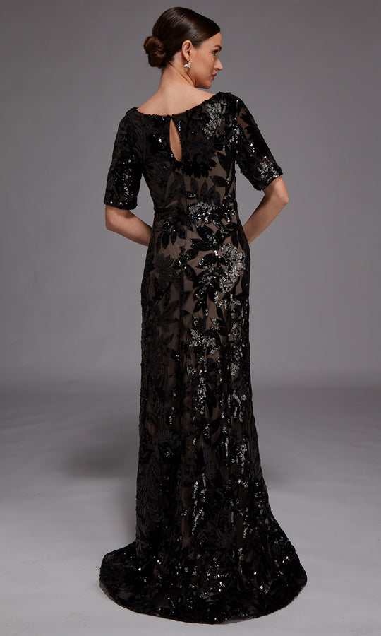 Alyce Paris 27876 - Leaf Sequin Bateau Neckline Formal Gown