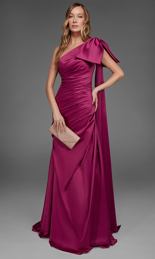 Alyce Paris 27891 - One Shoulder Ruched Ornate Evening Gown