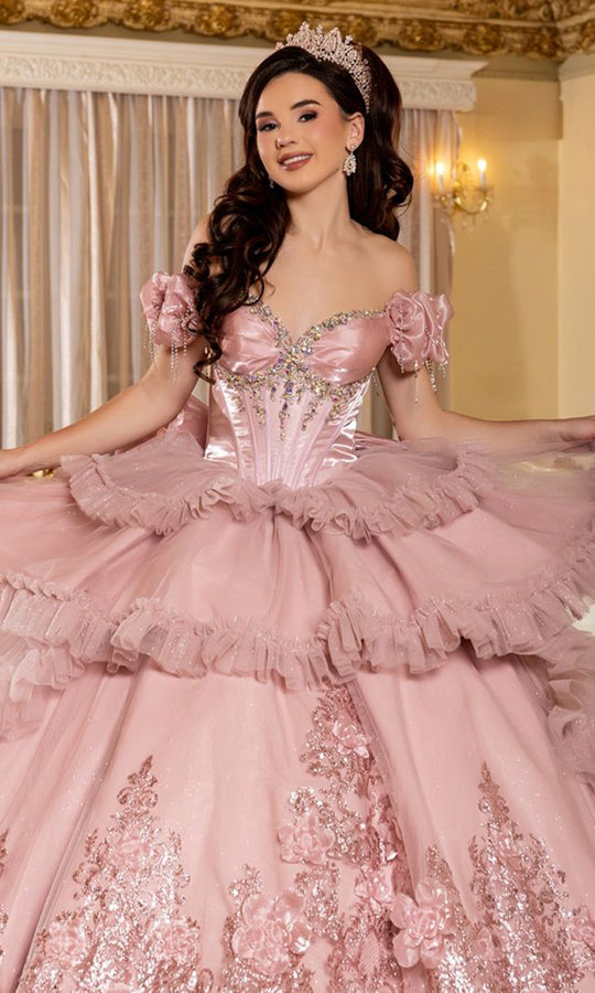 May Queen LK312 - Embellished Tiered Prom Ballgown