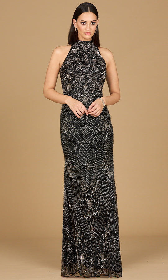 Lara Dresses 28891 - High Halter Beaded Evening Gown