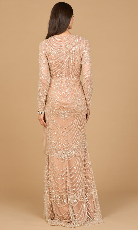 Lara Dresses 28947 - Beaded Long Sleeve Formal Gown