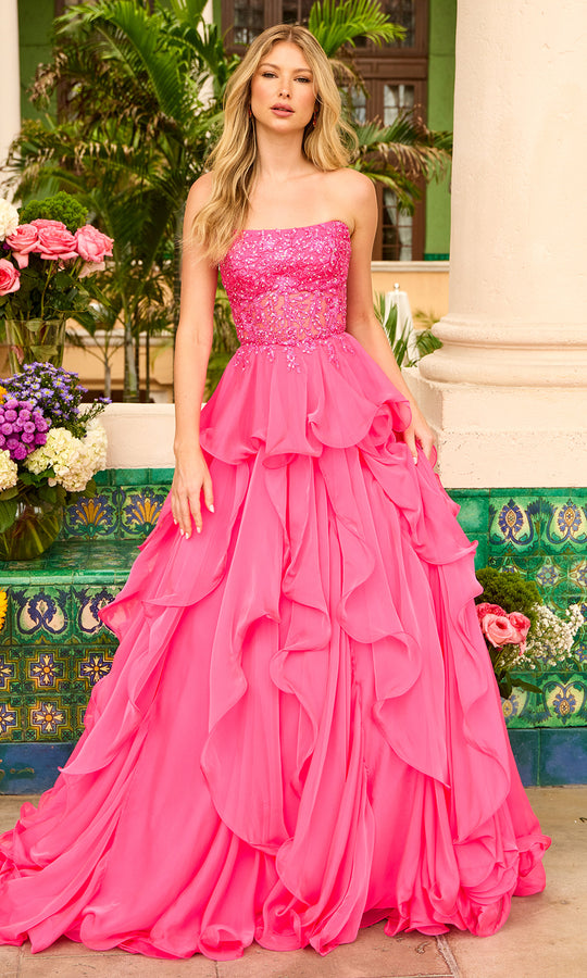 Ava Presley 29133 - Beaded Lace Corset Tiered Prom Gown