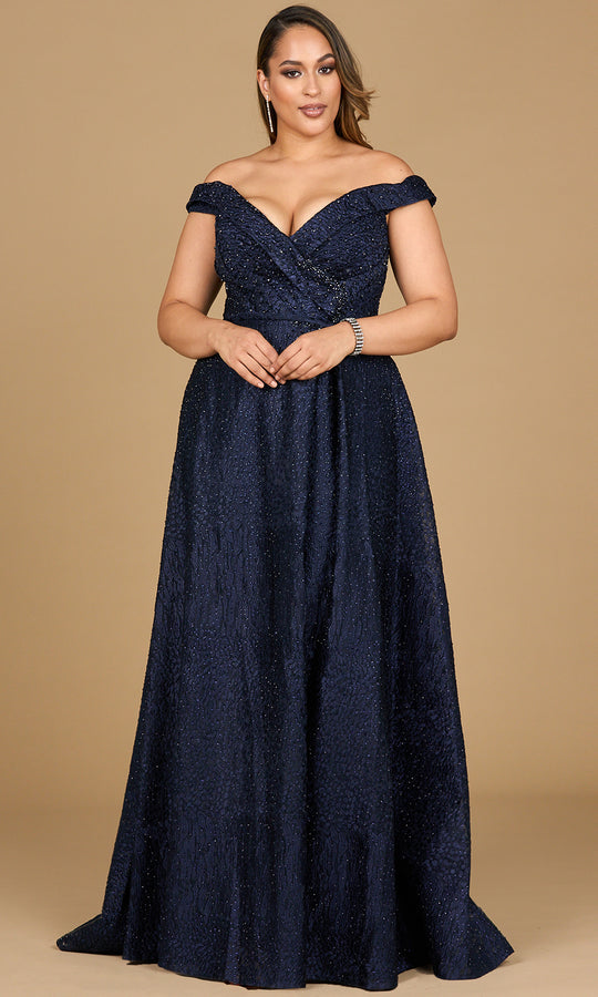 Lara Dresses 29349 - Off Shoulder Lace Textured A-Line Gown