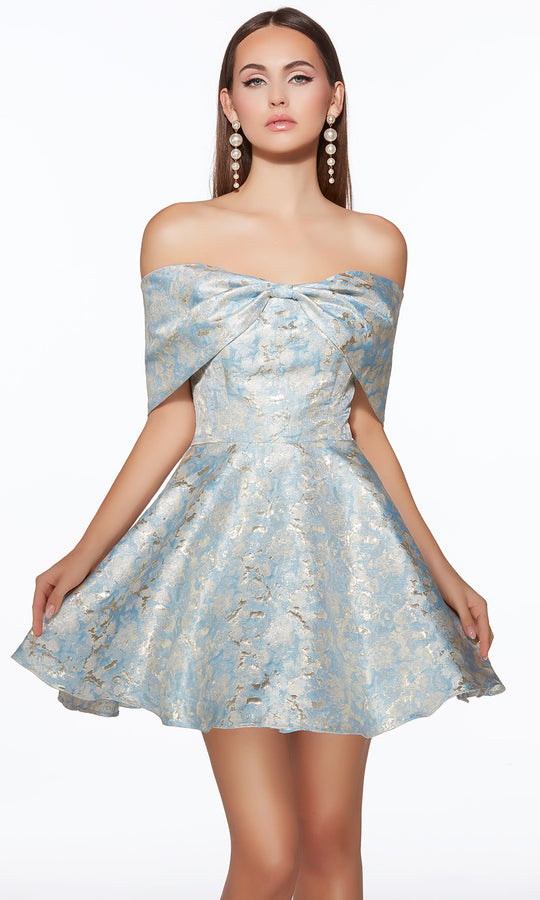 Alyce Paris 30046 - Jacquard Off Shoulder Fit and Flare Dress