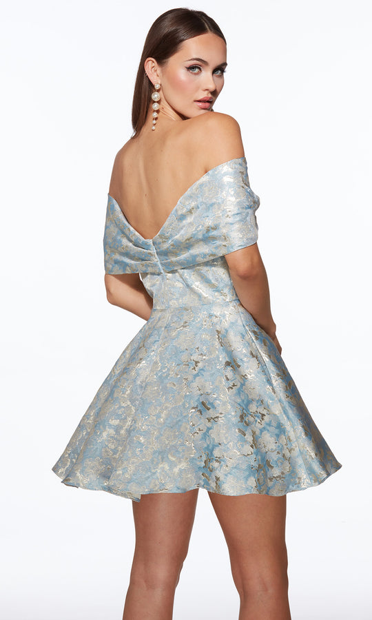 Alyce Paris 30046 - Jacquard Off Shoulder Fit and Flare Dress