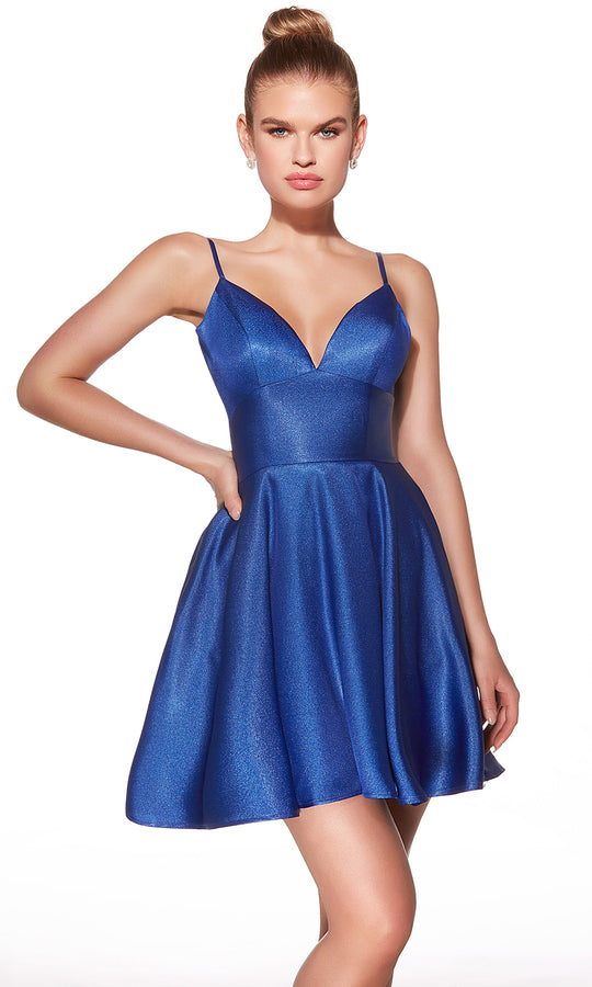 Alyce Paris 30062 - V-Neckline Shimmer Satin Short Dress