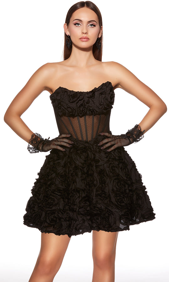 Alyce Paris 30079 - Rosette Strapless Satin Cocktail Dress