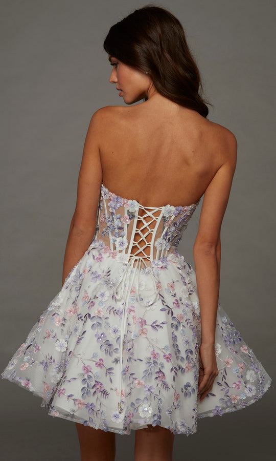Alyce Paris 30086 - Floral Applique Short Flared Dress