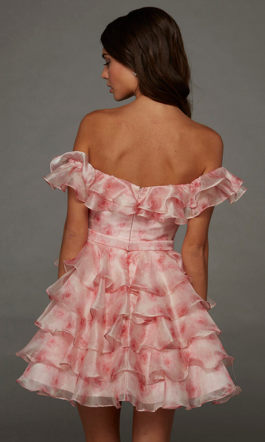 Alyce Paris 30089 - Off Shoulder Ruffle Printed Dress
