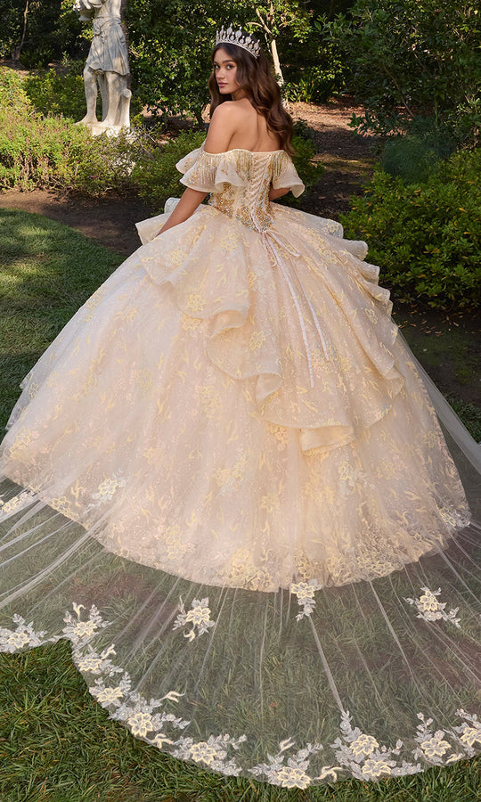 Ashley Lauren 30102 - Glitter Lace Organza Ruffle Ballgown