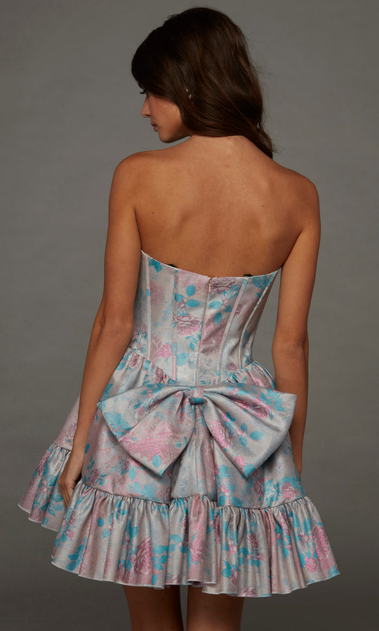 Alyce Paris 30118 - Print Jacquard Ruffle Hem Strapless Dress