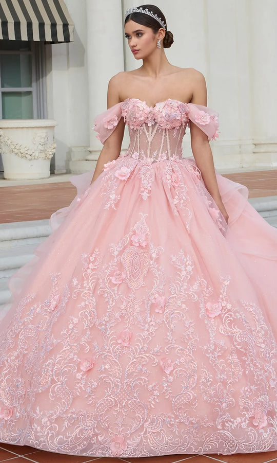 Ashley Lauren 30121 - Back Ruffle Floral Applique Ballgown
