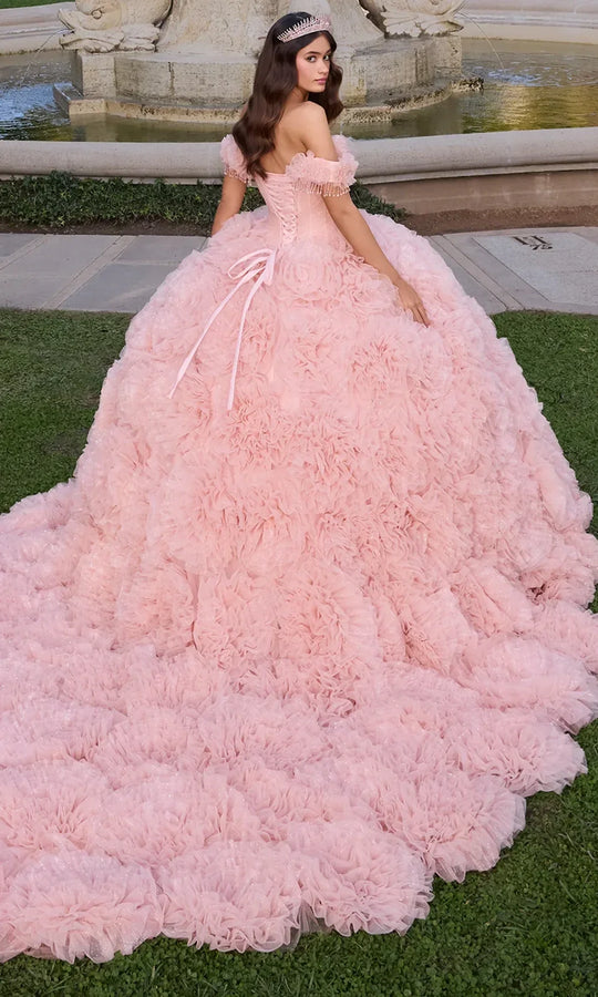 Ashley Lauren 30122 - Ruffled Skirt Off Shoulder Tulle Gown
