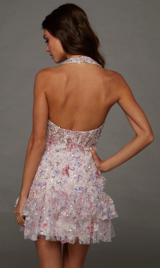 Alyce Paris 30128 - Floral Ornate Halter Neckline Cocktail Dress