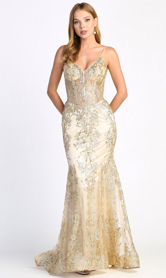 Adora Design 3053N - Sparkling Applique Mermaid Long Dress