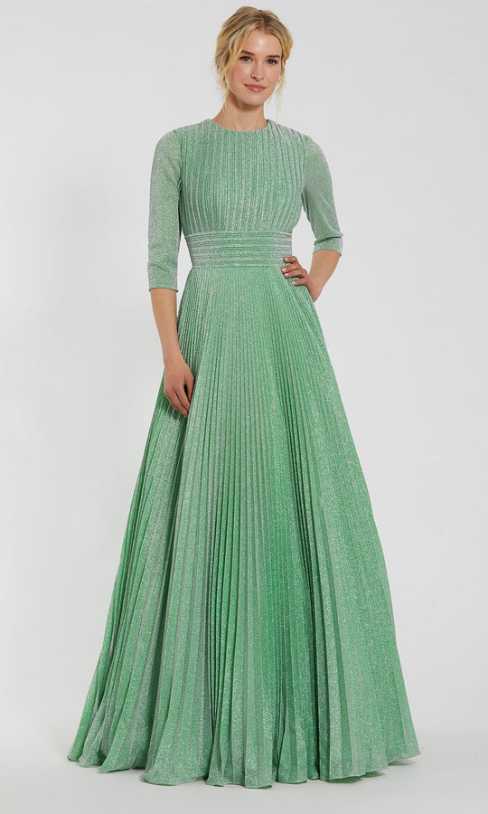 Mac Duggal 30775 - Jewel Neck Pleated Glitter Evening Gown