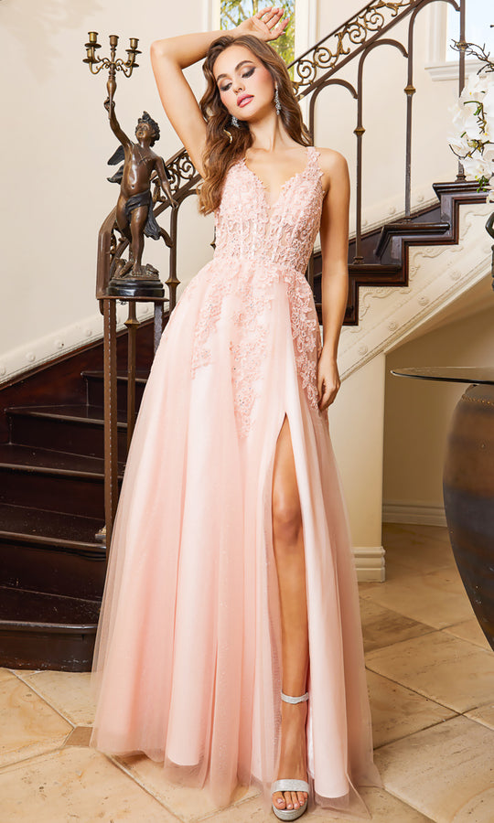 Adora Design 3088 - Applique Sleeveless A-Line Evening Dress