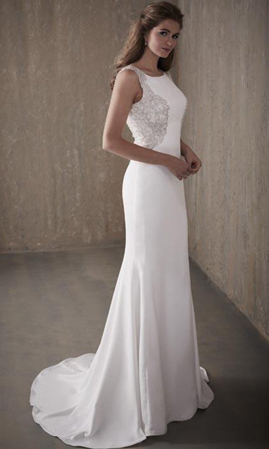 Adrianna Papell Platinum - 31029 Long Cutout Back Mermaid Bridal Gown