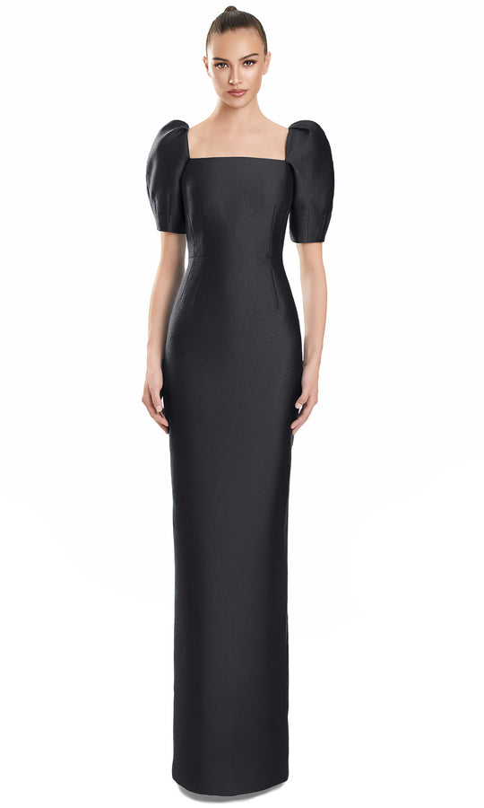 Alexander by Daymor 3111F25 - Square Neck Puff Sleeve Column Gown