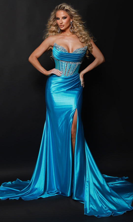 Johnathan Kayne 3203 - Strapless Crystal Corset Evening Dress