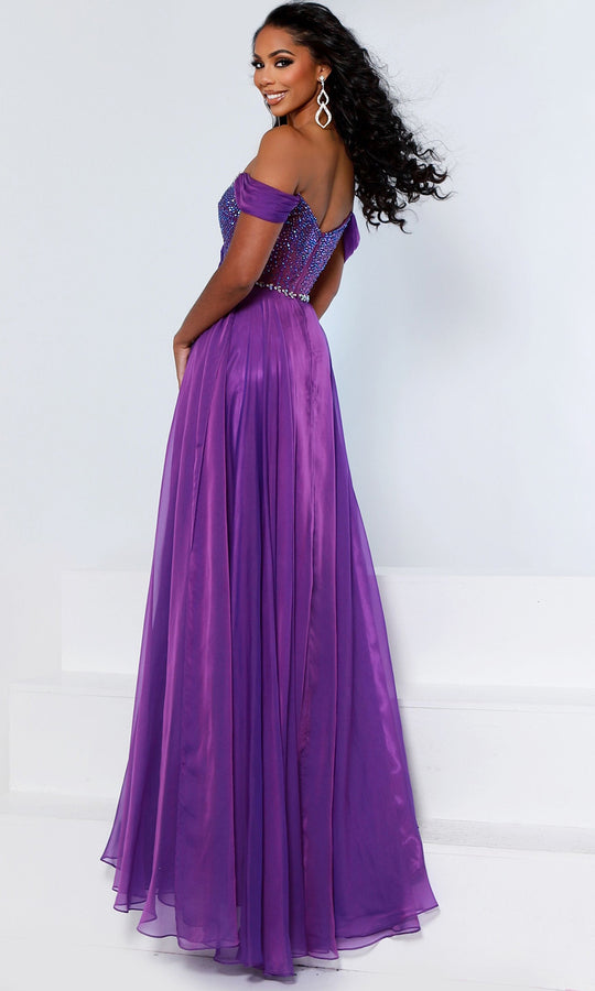 Johnathan Kayne 3217 - Beaded Off-Shoulder Chiffon Prom Dress