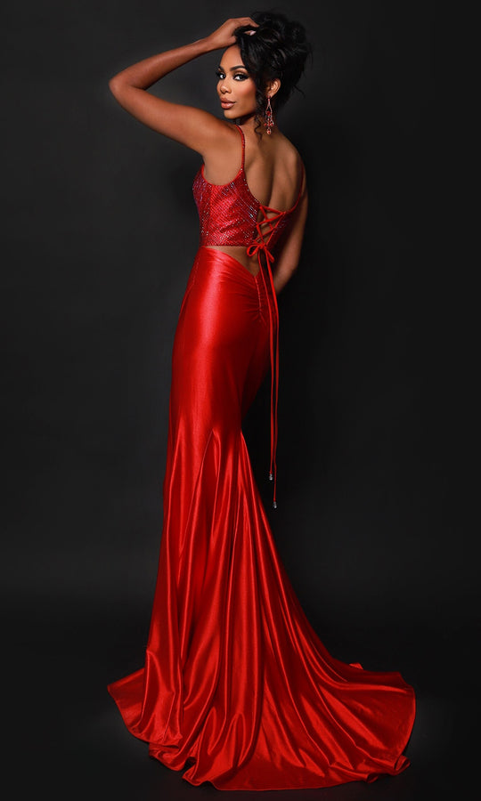 Johnathan Kayne 3218 - Plunging Neckline Rhinestone Evening Dress