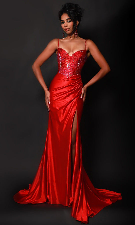 Johnathan Kayne 3218 - Plunging Neckline Rhinestone Evening Dress