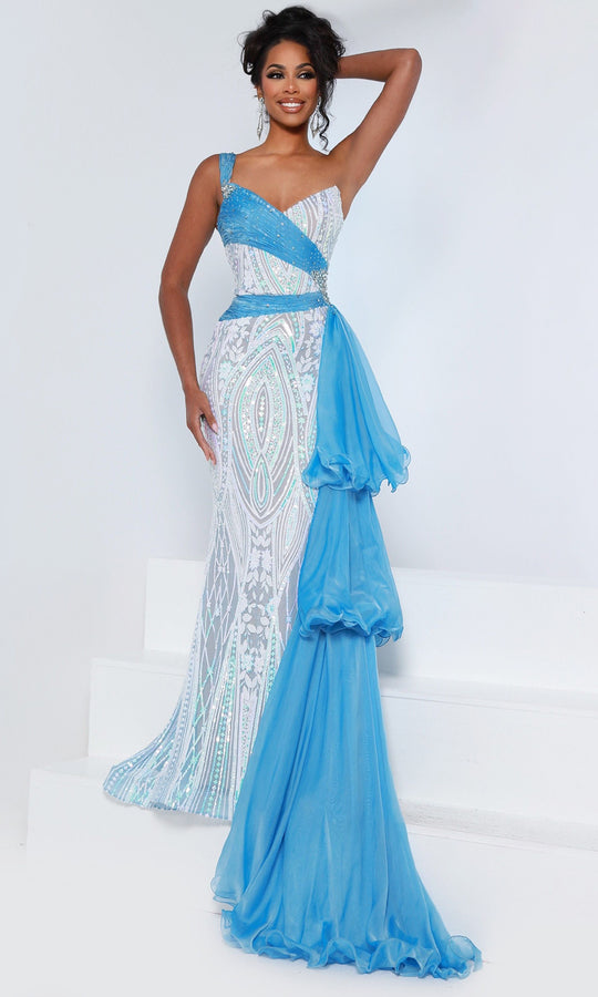 Johnathan Kayne 3219 - One-Shoulder Sequin Chiffon Mermaid Gown