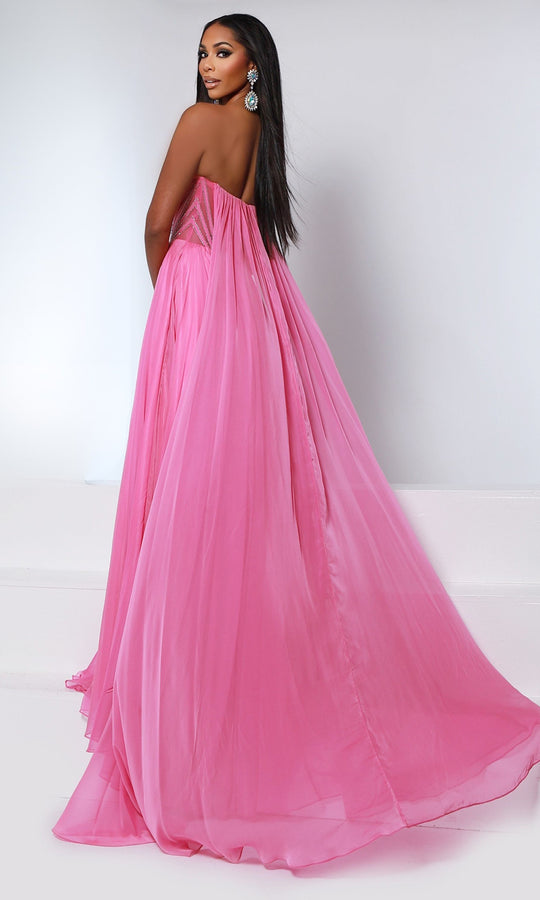 Johnathan Kayne 3221 - Crystal Strapless A-Line Cape Prom Gown
