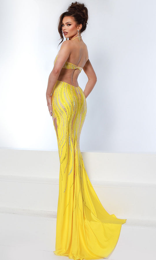 Johnathan Kayne 3222 - Beaded Crisscross Cut Out Evening Gown
